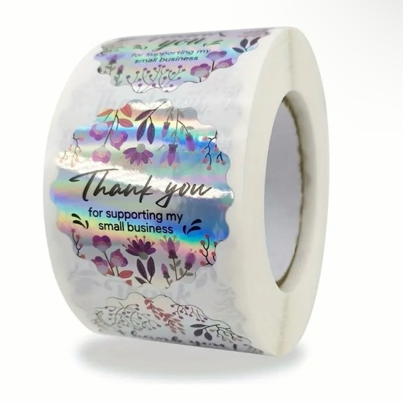 NWT 1000 Thank You Stickers Floral Silver - Picture 1 of 1